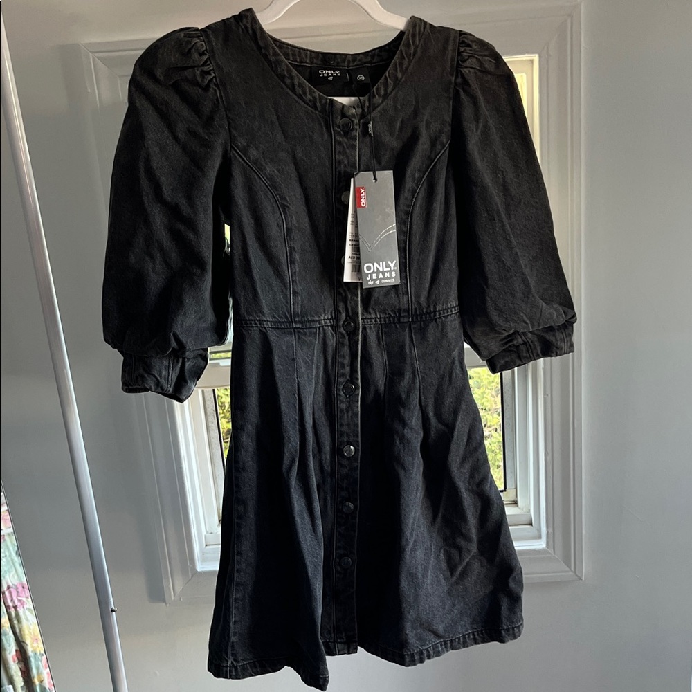 ONLY Black Puff-Sleeve Mini Dress